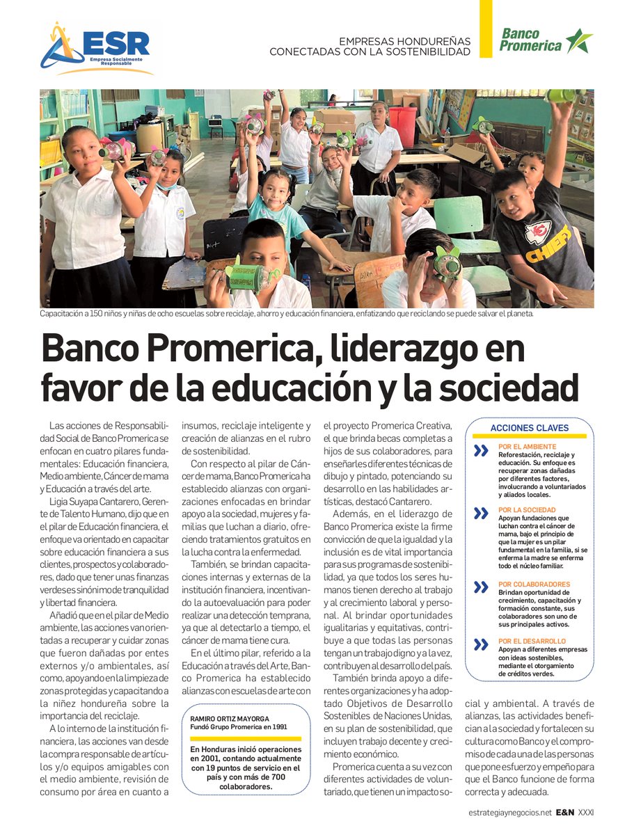 🌱✨ ¡Mira las Buenas Prácticas de Sostenibilidad de las empresas hondureñas en nuestra #EdiciónEspecial con el Sello FUNDAHRSE DE ESR 2023! Descubre cómo <a href="/PromericaHN/">Banco Promerica HN</a>   está liderando el camino. 🏆👏 No te pierdas la edición completa: bit.ly/3ullvTP #SelloESR2023 🌍💼