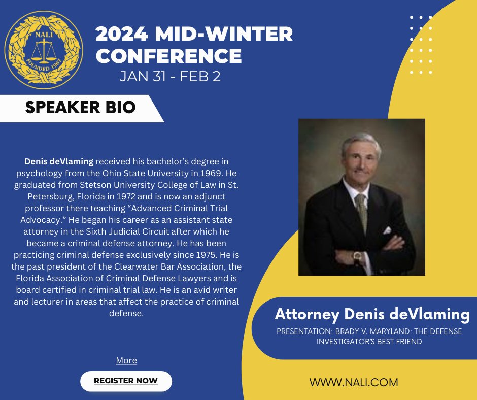 LEGAL_NALI's tweet image. For more information on speaker Denis deVlaming click here nalionline.org/devlaming/

Register today for the 2024 Mid-Winter Conference! 
nalionline.org/events/mid-win…