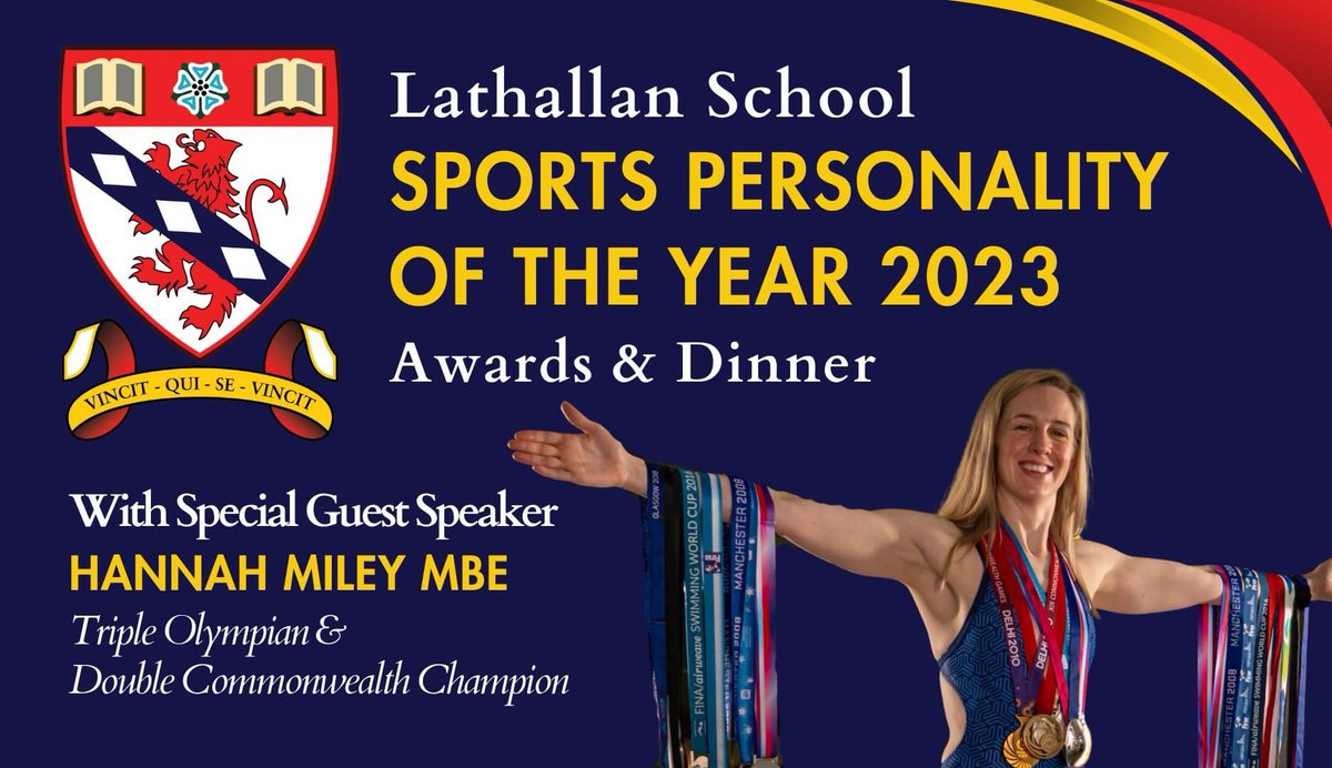 Lathallan Sports Personality of the Year Awards and Dinner 🤩 ⏰🗓️6.30-9.30pm, Friday 8th December 2023. 📍Lathallan, Brotherton Castle We are delighted to announce that triple Olympian and double Commonwealth Champion @HannahMiley89 MBE will be our Special Guest and Speaker.