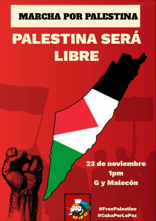 🇨🇺🤝🇵🇸  En marcha unida, junto al pueblo capitalino, la #UCI estará presente este #23DeNoviembre en G y Malecón, a la 1:00 p.m., para condenar enérgicamente los ataques a los que ha sido sometida #Palestina durante décadas. Decimos ¡#NoALaGuerra!
 #FreePalestine #PalestinaLibre
