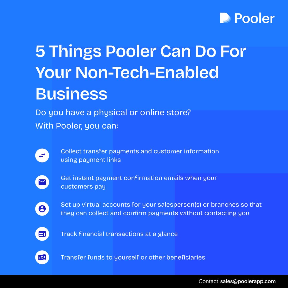 Poolerapp_'s tweet photo. Selling products online or offline? 

Pooler’s diverse features can help you collect and manage bank transfer payments more seamlessly, whether you sell in physical stores or through social media channels.

Sign up today with the link in our bio 🚀 https://t.co/LJjUWk4UtZ