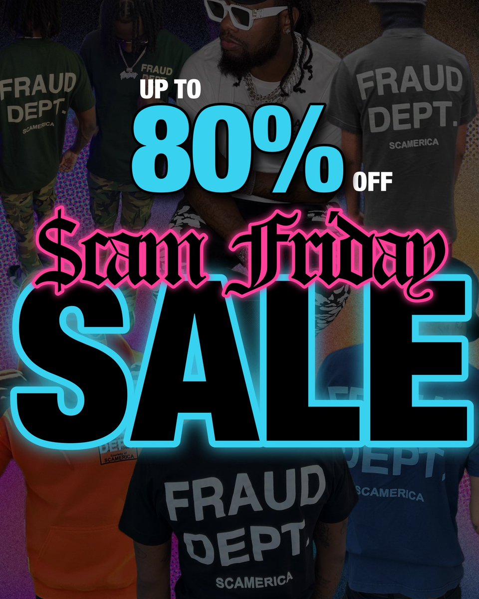 ScamericaUSA's tweet photo. SCAM FRIDAY DEALS START NOW!🚨 Up to 80% off on items. Check out these wilddd deals🗽 they won’t last forever. Shop now https://t.co/Yiabxzugqa