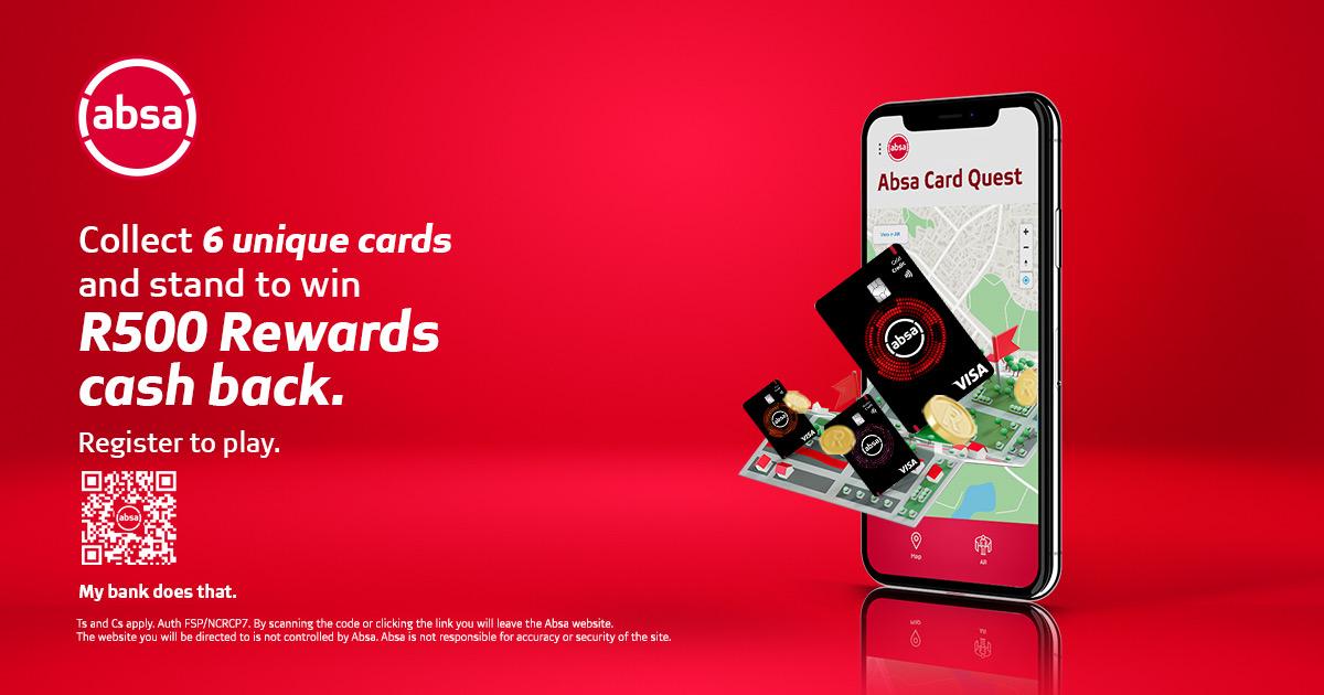 MartinBester's tweet photo. Want to win an easy R1 000 thanks to Absa???
Register to play #AbsaCardQuest at https://t.co/aNXcr7xBHJ & head to your nearest participating Absa branch, take a selfie or snap a pic of your card collection and post it in the comments!!
Ts&Cs apply. Auth FSP(261) @AbsaSouthAfrica https://t.co/zZu50Xii6B