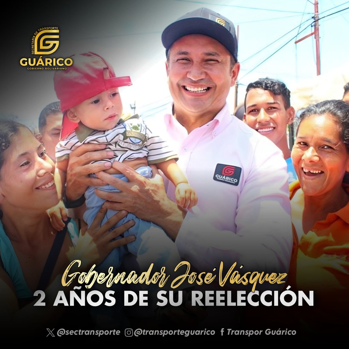 ¡Felicidades Gobernador José Vásquez! 

En nombre de la <a href="/Sectransporte/">Secretaría de Transporte</a> del estado Bolivariano de Guárico liderada por el Dr. Alexander Freites, junto a su equipo de trabajo, extendemos nuestras más sinceras felicitaciones por cumplir dos años de su reelección con el pueblo.