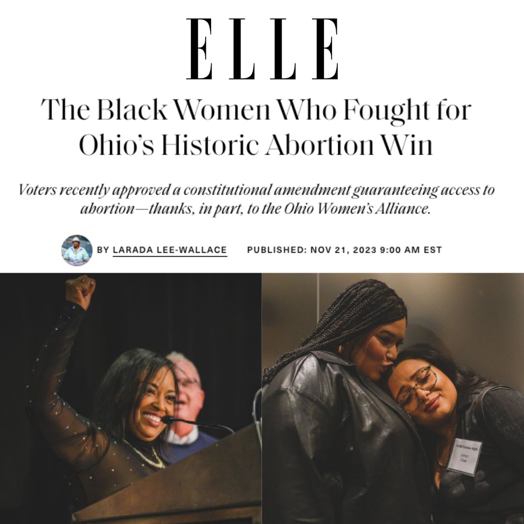 OHWomenAlliance's tweet photo. Thank you @ELLEmagazine for uplifting the Black women who led this fight! 
https://t.co/oODnOXcafW 

📸: @KRForbesPhoto

#abortion #miscarriagecare #birthcontrol #reproductivejustice #ohio #ohpol https://t.co/wTRlmz7LnO