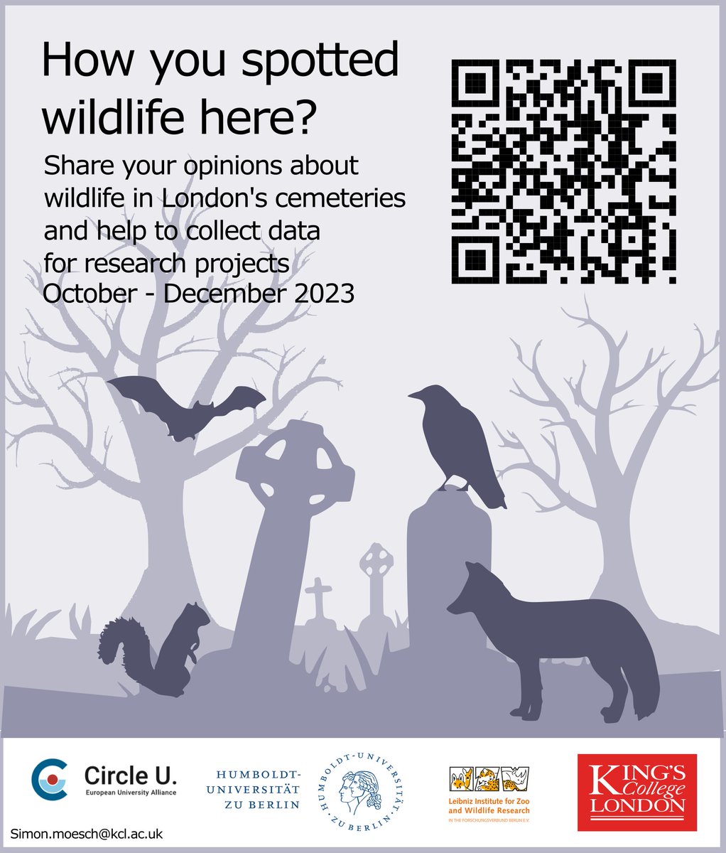 🪦🌲🦇🌳🦊🪦 Ever seen a #fox 🦊or #bat 🦇 in one of #Londons #magnificent7 #Cemeteries? Share your sightings in our survey for a @CircleU_eu project of @KingsCollegeLon and @HumboldtUni ➡️LINK: soscisurvey.de/Cemeteries_Lon… @FoTHCP @AbneyParkN16 @Magnificent1of7 @TheFONC @WNCemetery