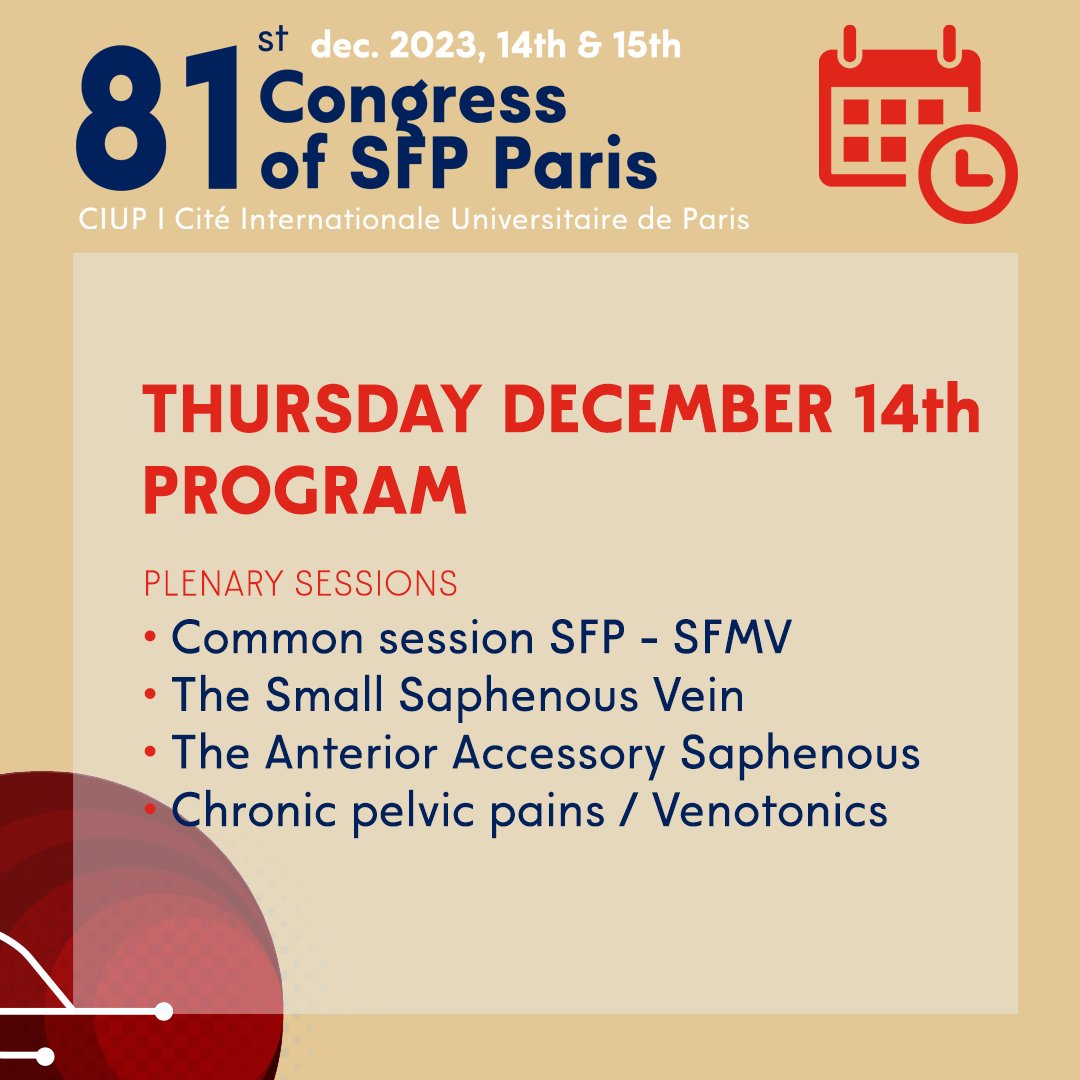 The annual SFP congress at the Cité Internationale Universitaire of Paris will open its doors in few days! 🎉
Discover the program for Thursday December 14👇

We are looking forward to seeing you there!

Program : sfpcongres.com/en/program/
Registration : sfpcongres.com/en/registratio…