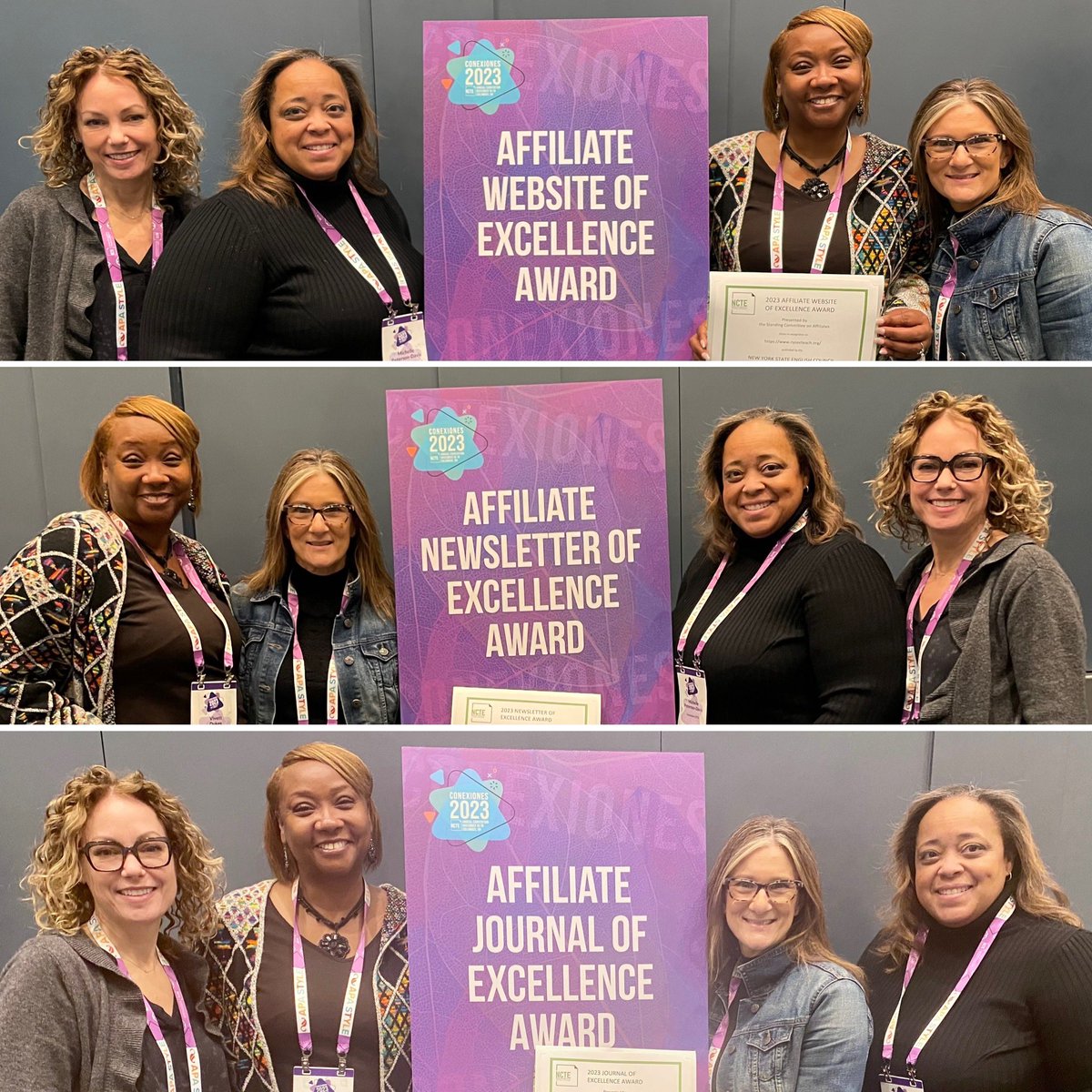 NYSEC Board members attended the #NCTE23 Affiliate Breakfast to accept:

**Affiliate Excellence Award
**Kent D. Williamson Membership Excellence Award
**Affiliate Website of Excellence Award
**Affiliate Journal of Excellence Award 
**Affiliate Newsletter of Excellence Award
💙💙