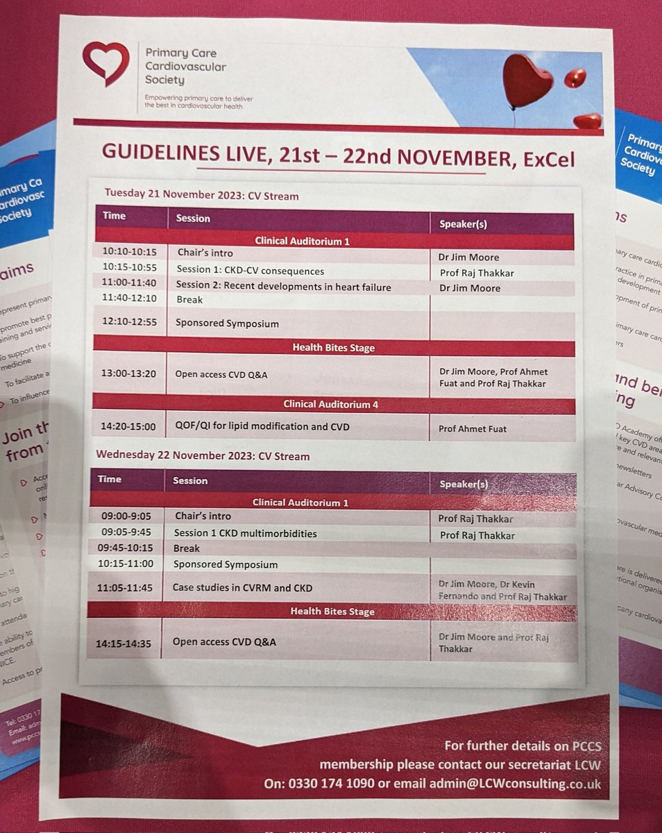 Thank you to those who visited the PCCS stand today @GuidelinesLive. Make sure to come to our sessions tomorrow starting at 9:00 with @DrRajThakkar presenting CKD multorbidities.