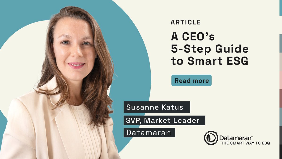 Susanne Katus, SVP Market Leader at Datamaran, has penned an insightful guide to empower C-Suite to put #SmartESG into practice, starting by: -Focusing on what matters most -Transitioning from awareness to action -Gathering relevant data Read more: hubs.la/Q029CBq50 #ESG