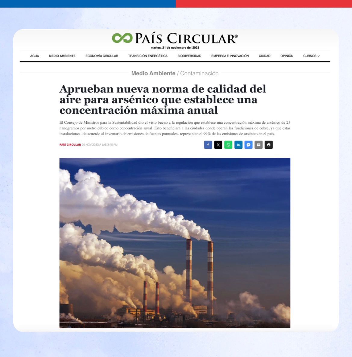 MMAChile's tweet photo. ¡Tenemos nueva norma de calidad del aire para arsénico!🤝🏼

La medida aprobada por el Consejo de Ministros para la Sustentabilidad el viernes pasado regulará la concentración que hay en comunidades que habitan cerca de fundiciones de cobre😀

https://t.co/BejAowj5TU

En hilo...👇🏾 https://t.co/9E4SBJqzjS