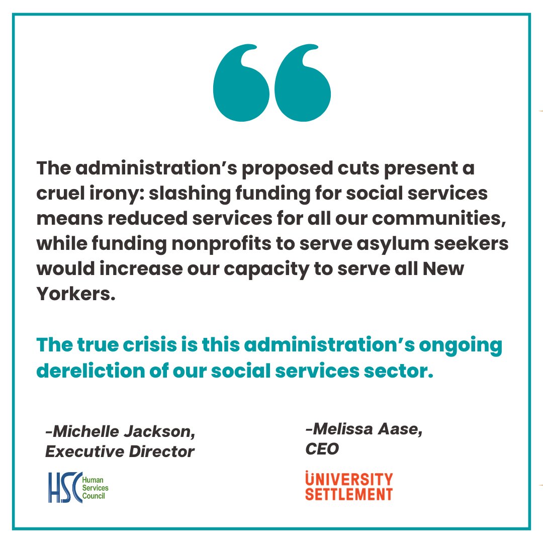 #JustPay | Human Services Council of New York (@HSC_NY) on Twitter photo 2023-11-21 15:55:06 A new op-ed from HSC's Executive Director @mpjackson and @UnivSettlement's CEO @MelissaAase calls out @NYCMayor’s false choice between helping asylum seekers and funding social services. 📢Funding nonprofits that serve asylum seekers increases our capacity to serve ALL New… A new op-ed from HSC's Executive Director @mpjackson and @UnivSettlement's CEO @MelissaAase calls out @NYCMayor’s false choice between helping asylum seekers and funding social services. 📢Funding nonprofits that serve asylum seekers increases our capacity to serve ALL New…