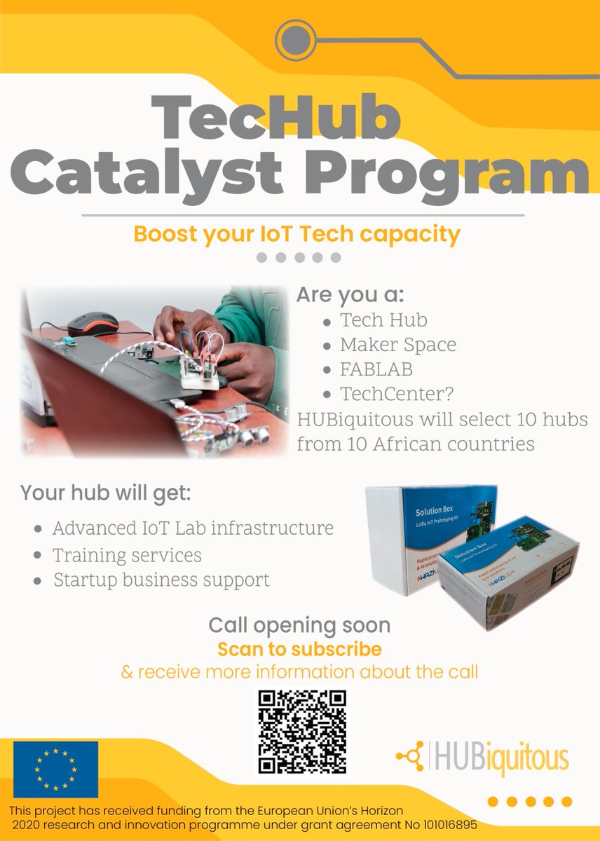 Calling all African tech hubs! 

Join the Hub Catalyst Program and transform your hub into a powerhouse of innovation and growth. Sign up for the pre-call and be among the first to know.
forms.gle/YfS5UFrApHQpiu…

Know a hub? Tag them!

#hubiquitous #Innovation #Africa #IoT #tech
