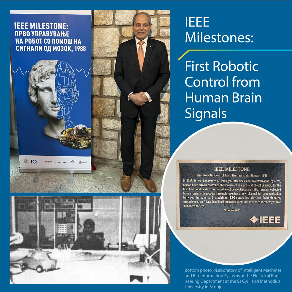 #IEEE members in Skopje, North Macedonia, celebrated the first successful use of EEG signals to control a robot as an IEEE Milestone. Learn more here: bit.ly/46C0qlH