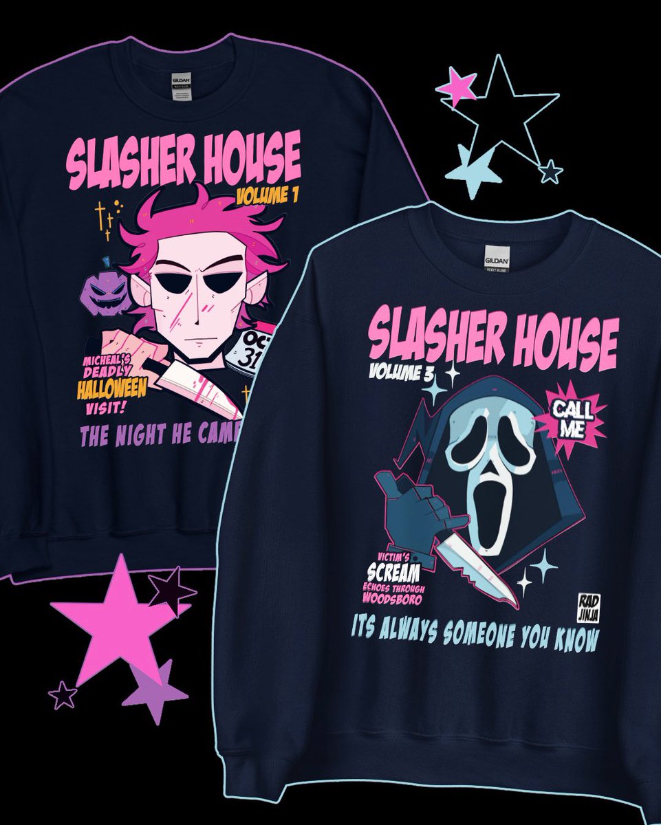 RadJinja's tweet photo. Finally adding horror/slashers sweaters to sh💜p for Black Friday update!! 👀👀👀 https://t.co/NhNTpo21YN