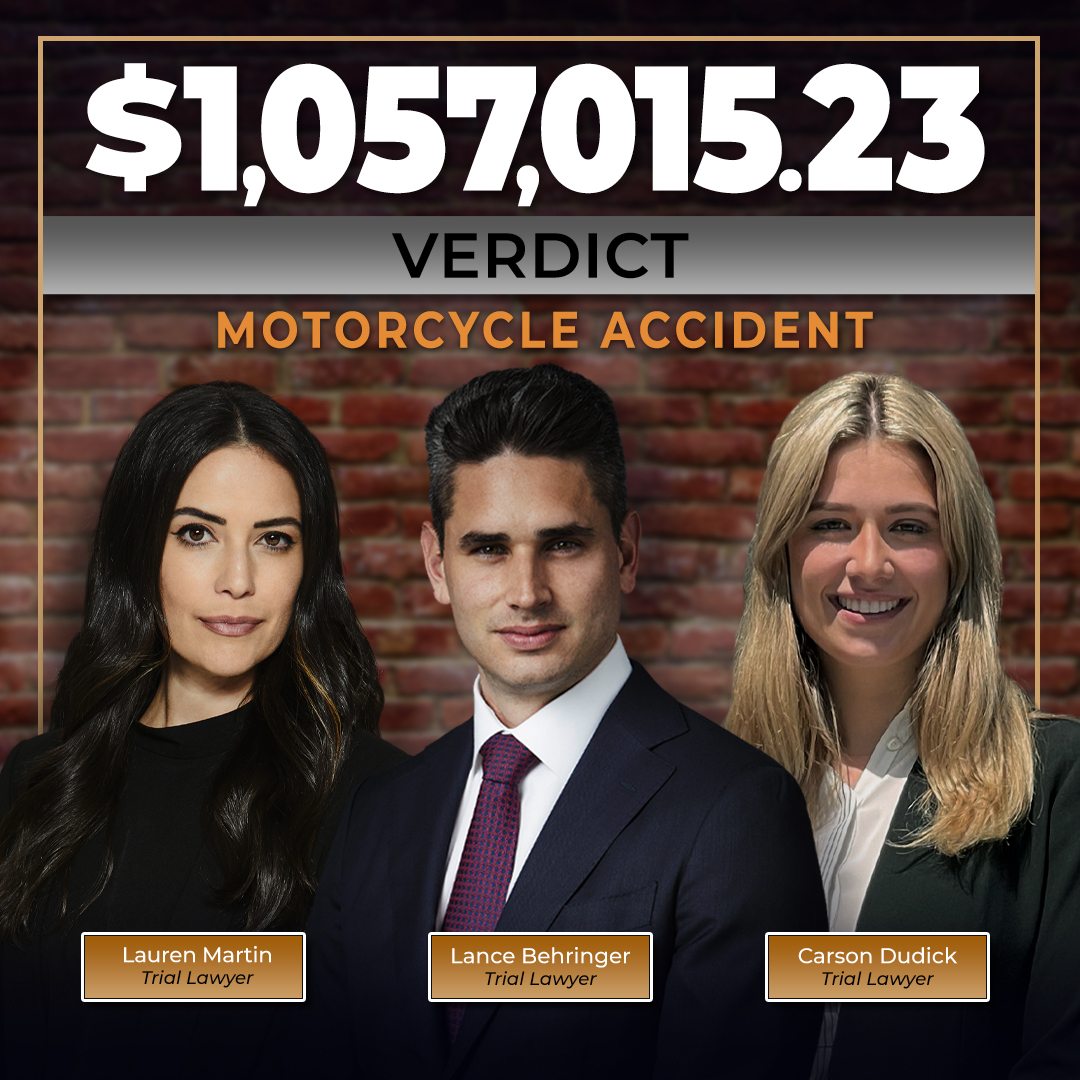 At #CZLaw we believe in the power of #TEAMWORK 🚀Congrats to the Behringer Team and Steven L. Mazza on achieving a $1M+ jury #Verdict in this #MotorcycleAccident case in which our client, a motorcyclist, was injured when another driver ran a red light. Outstanding work, Team! ⚖️