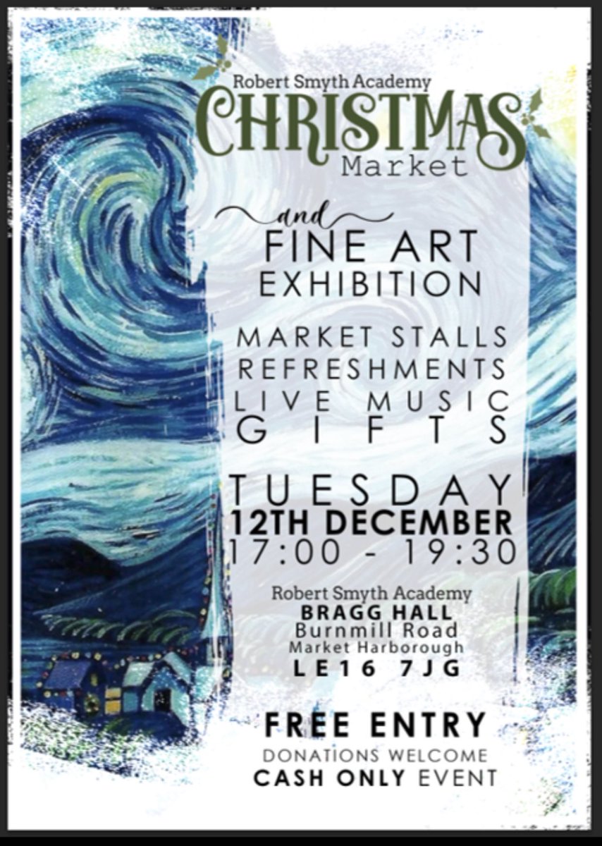 17 out of 21 stalls booked! 3 weeks to go! If you know of any local art/ craft / design people that would like to showcase work or sell then please contact me…. Now to find someone generous to donate the use of some decorations 🎄