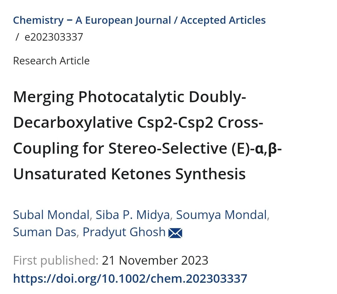 Congratulations to Prof. <a href="/PRADYGHOSH/">PRADYUT GHOSH</a> and the team <a href="/SubalChem/">Subal Mondal</a> <a href="/soumya_IACSchem/">Soumya Mondal</a>