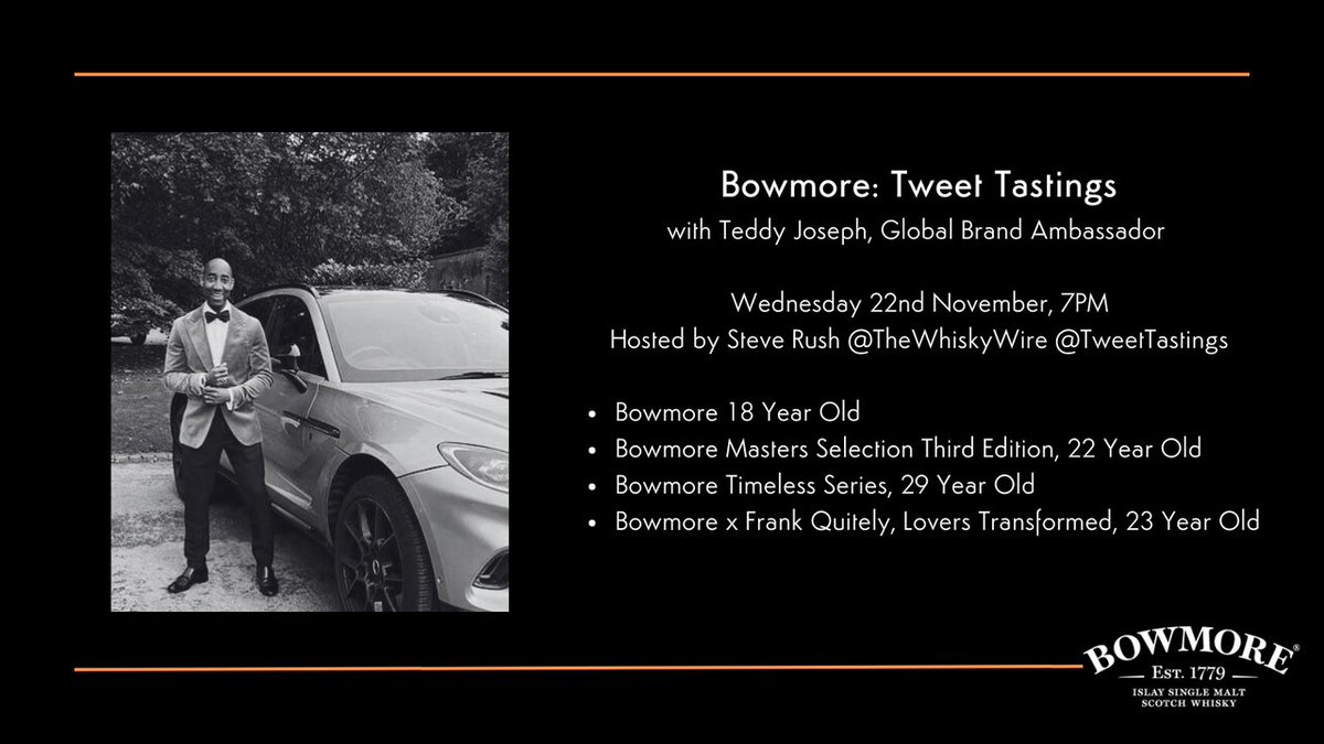 Bowmore Whisky (@bowmore) on Twitter photo Introducing Teddy Joseph, Global Brand Ambassador for Bowmore.
Teddy will be leading tomorrow's <a href="/TweetTastings/">The Whisky Wire Tastings</a>
with <a href="/TheWhiskyWire/">Steve Rush</a>, bringing his 20 years of whisky experience and sharing four incredible Bowmore single malts.
#Bowmore #TweetTasting Introducing Teddy Joseph, Global Brand Ambassador for Bowmore.
Teddy will be leading tomorrow's <a href="/TweetTastings/">The Whisky Wire Tastings</a>
with <a href="/TheWhiskyWire/">Steve Rush</a>, bringing his 20 years of whisky experience and sharing four incredible Bowmore single malts.
#Bowmore #TweetTasting