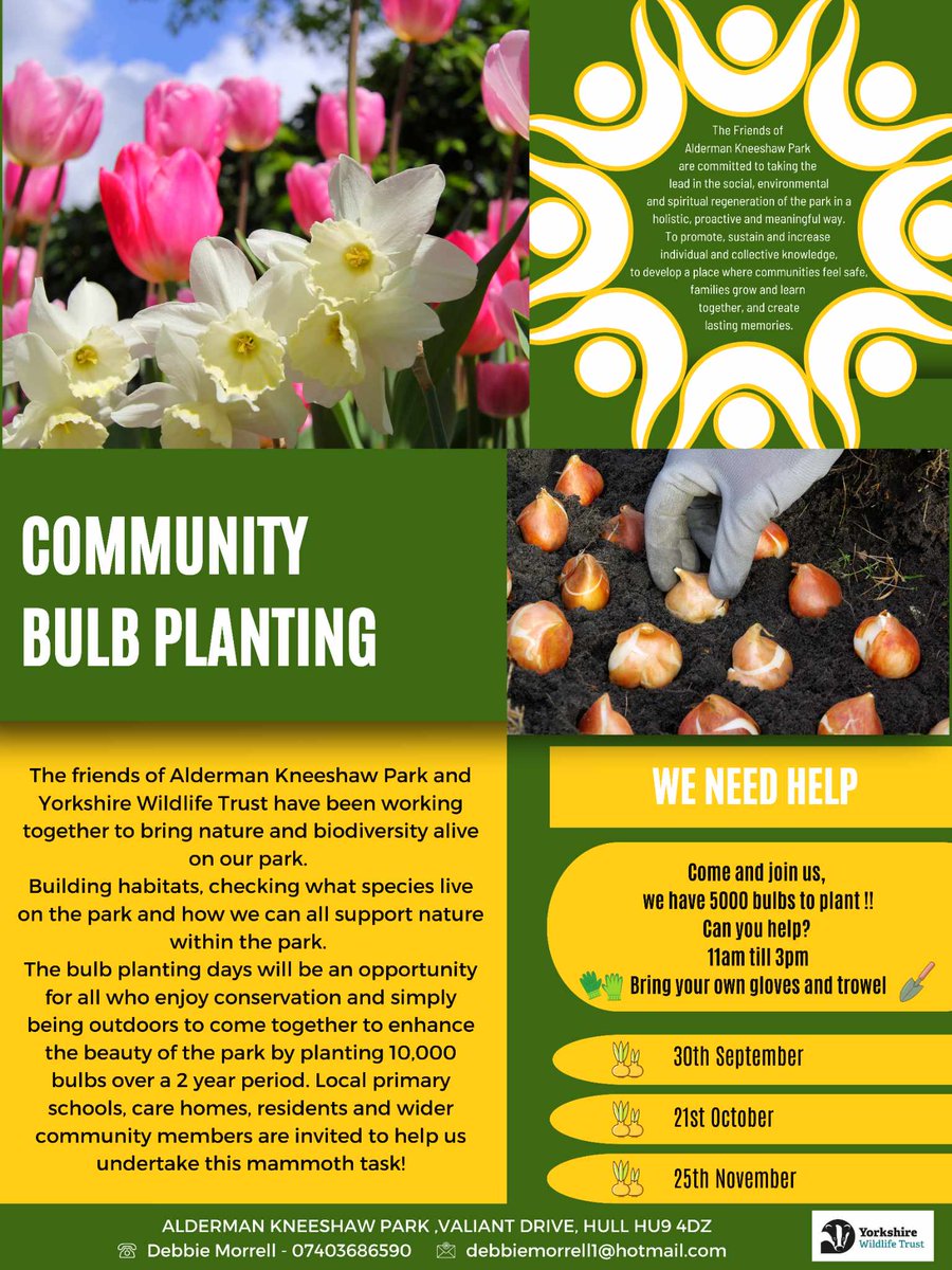HessleRdNetwork's tweet photo. Check out this free community event going on this Saturday, 25th Nov!
They'll be creating a habitat for local wildlife and improving the park as a whole. Just drop in anytime between 11am and 3pm; hot drinks will be provided along with all tools 😀 https://t.co/dLl4w5fooQ