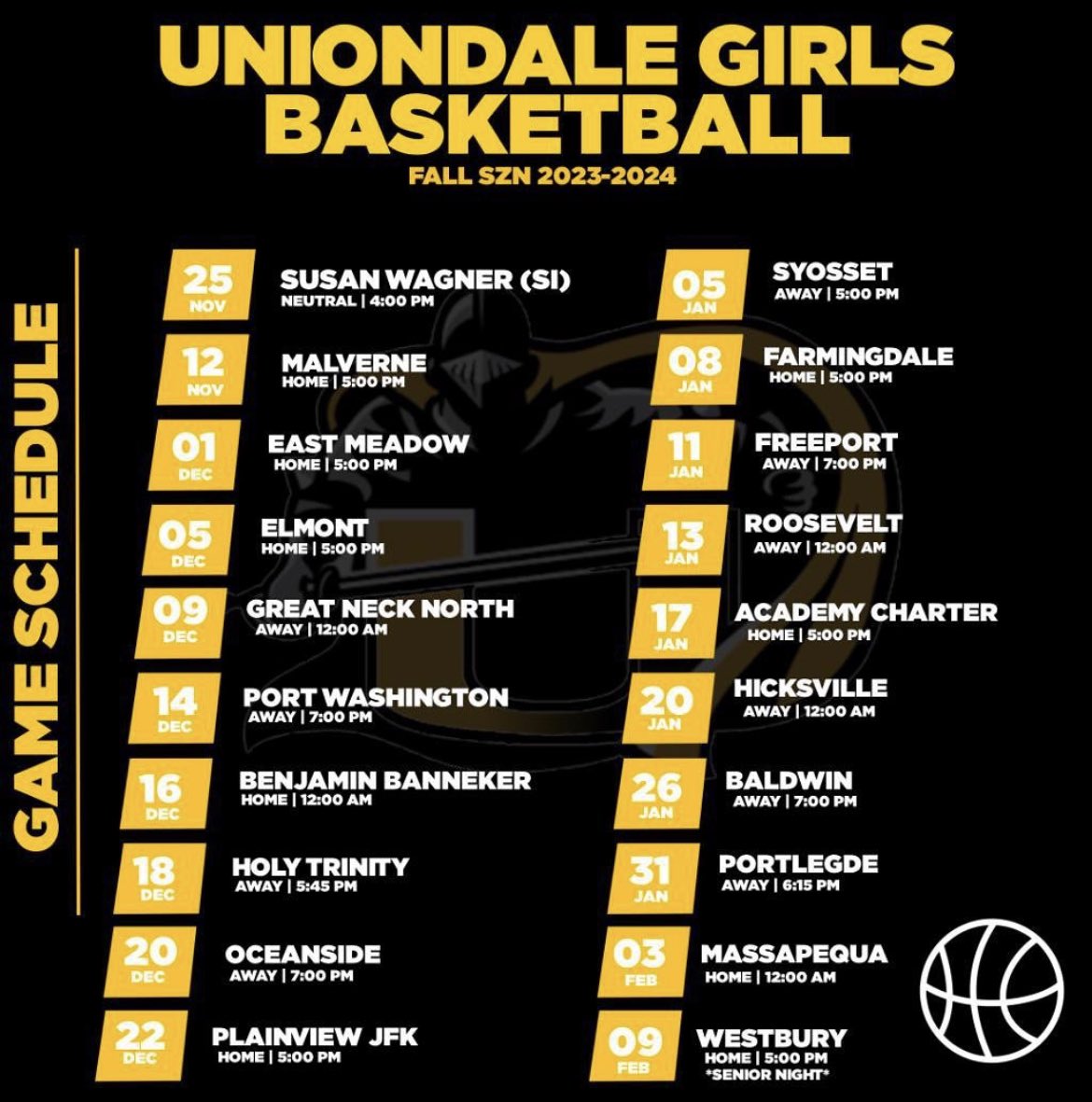 My Schedule for the 2023-2024 season 🏀