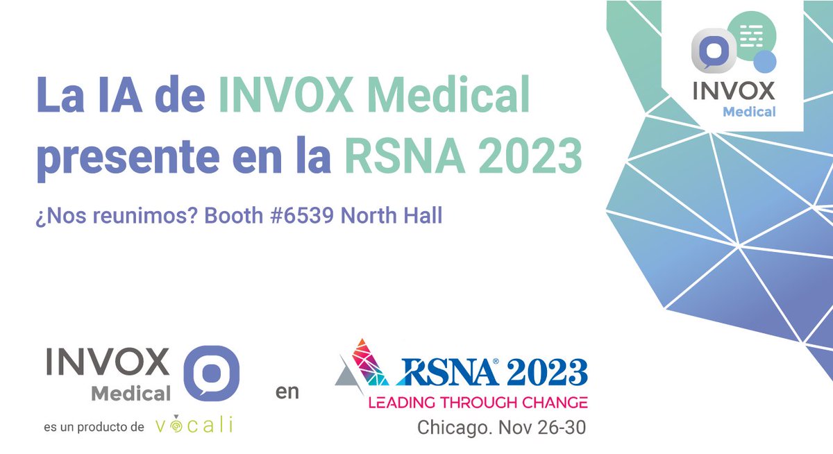Del 26 al 30 de noviembre estaré en Chicago, en la RSNA, donde vamos a disponer un stand de INVOX Medical

Si tienes pensado asistir y quieres conocer más sobre lo que vamos a presentar en la RSNA

invoxmedical.com/it-na/invox-me…

¿Nos vemos en la RSNA?