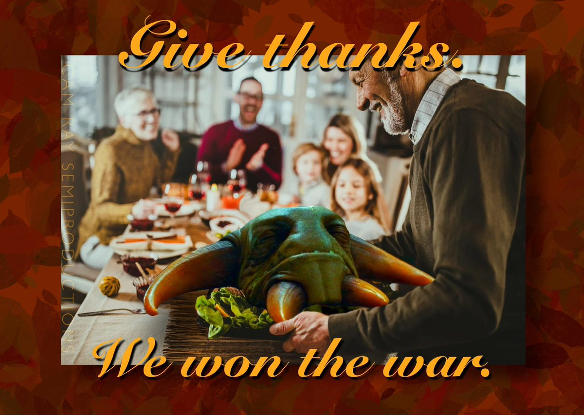 camray's tweet photo. As you prepare for a time of Thanksgiving, remember:
We won the war.
#StarWars #Thanksgiving #Thanksgiving2023 #Boolio #RIP #WinTheWar #TurkeyIsOverrated https://t.co/eQppPFFgjz