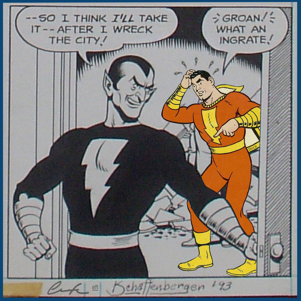 ChuckBrouilette's tweet photo. #OnThisDay in 1945 #BlackAdam debuted in #TheMarvelFamily #comics #1 #TethAdam of #AncientEgypt is chosen as #TheWizardShazamsOriginalChampion but #corruptedByPower he’s #banishedToTheFarReachesOfTheUniverse takes 5000 year to travel to 1945 to challenge #TheOriginalCaptainMarvel https://t.co/iSF48cdWkL