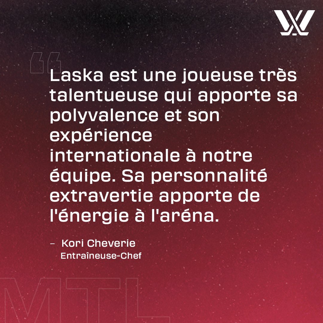 PWHL_Montreal's tweet photo. Tchèque moi ça!😉

Dominika Láskova signe un contrat de 2 ans 👏
Avant d’arriver à Montréal, Láskova a jouer pour le Toronto Six (2022-2023) dont elle a été championne et a joué 13 matchs dans la SDHL pour Luleå HF (2023-2024). 

Czech this out!😉

Dominika Láskova signs a two-year contract!👏
Before arriving in Montreal, Láskova played for the Toronto Six (2022-2023), where she was crowned champion and played 13 games in the SDHL for Luleå HF (2023-2024).

Bienvenue à Montréal!