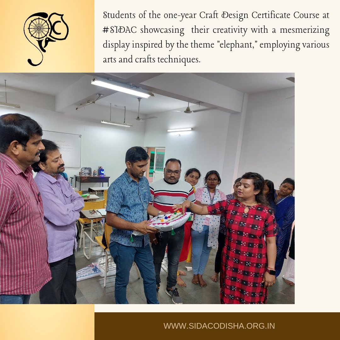 Sidac_Odisha's tweet image. Students of the one-year Craft Design Certificate Course at #SIDAC showcasing  their creativity with a mesmerizing display inspired by the theme &quot;elephant,&quot; employing various arts and crafts techniques.
#CraftDesign #Artistry #CreativeShowcase