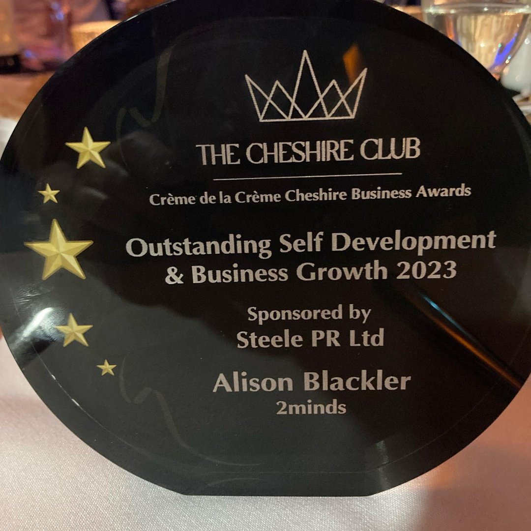 AlisonBlackler's tweet photo. I am still buzzing having won the Outstanding Self Development &amp; Business Growth 2023 award at the Crème de la Crème Cheshire Business Awards on Friday 17th November!😁

Read more here: https://t.co/mx7adTn0P8

#2minds #thecheshireclub #businessawards https://t.co/7SQQShfx7v