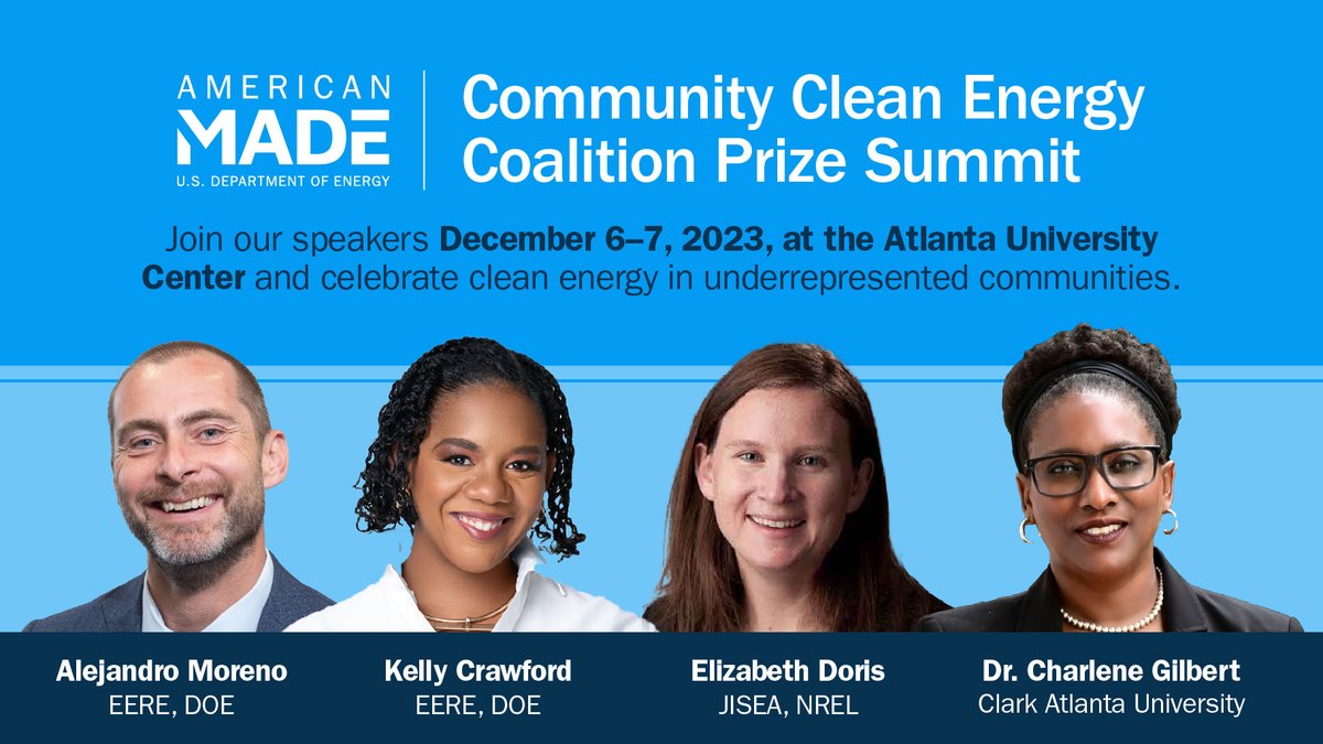 AMCprizes's tweet photo. ๐
The #CCECSummit is happening Dec. 6โ7 in Atlanta, and youโre invited! Join us as we celebrate opportunities to create an equitable & inclusive clean energy economy and cheer on the 10 #CommunityCleanEnergyCoalition Prize winners. Secure your spot: https://t.co/nAJReKuFUO https://t.co/m6GrteR5Z2