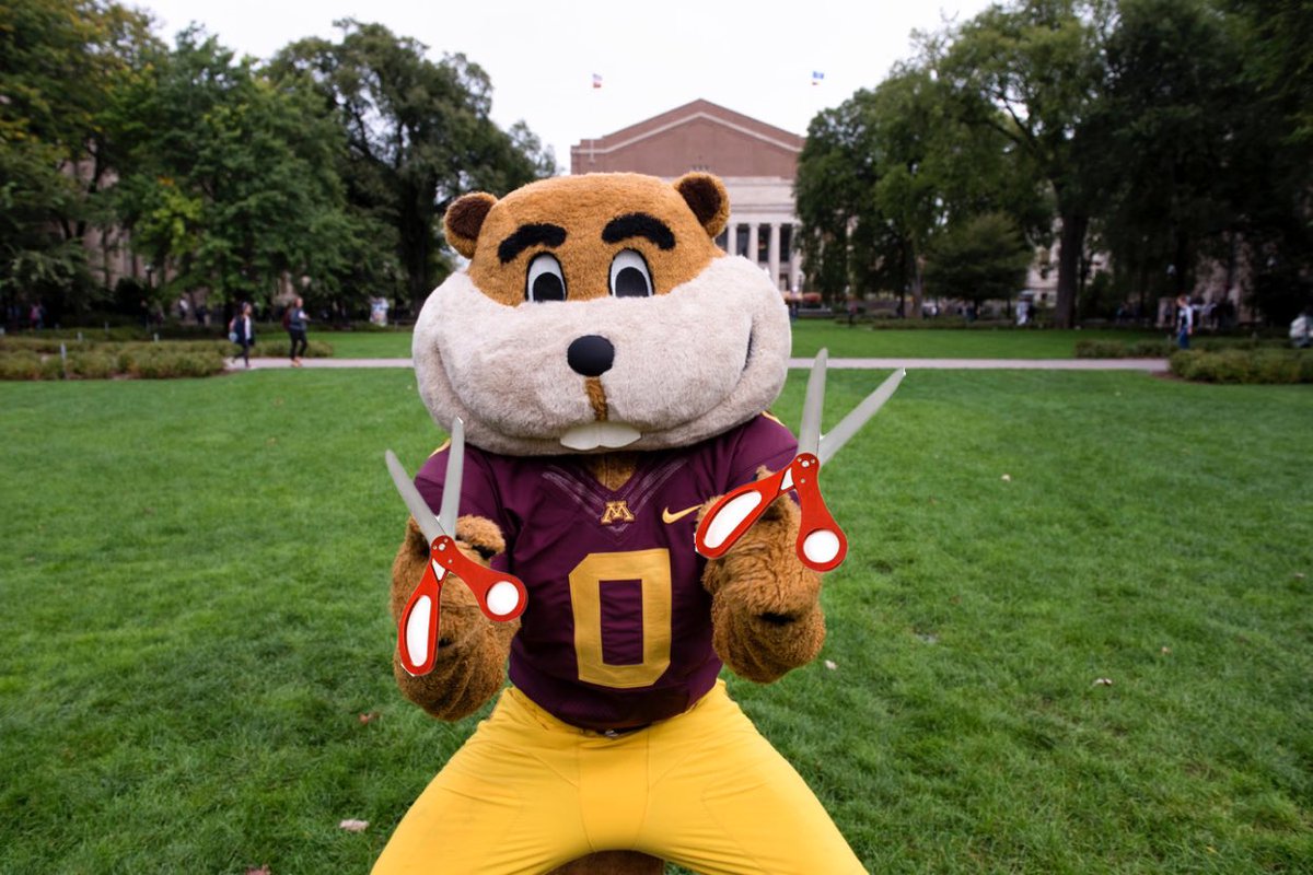 Goldy is busy cutting the grass with scissors instead of firing off #axeweek tweets… #itsbeen22hours #usealawnmower @GoldytheGopher