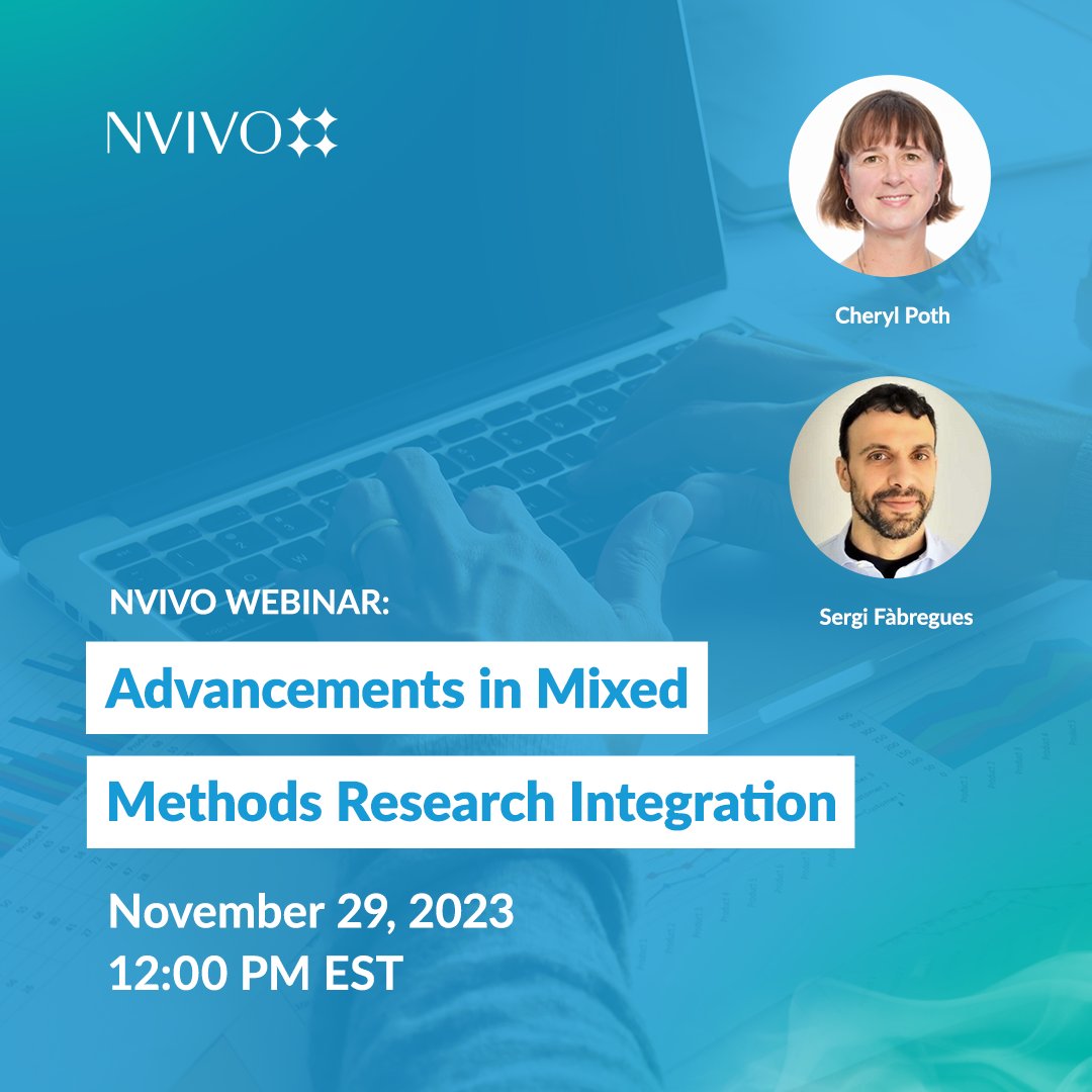 Don't miss out on our live webinar on November 29th! 🔔

Cheryl Poth and @sfabreguesf will be exploring several emerging design advancements for the requisite integration of in #mixedmethodsresearch. 💻

Save your spot today! bit.ly/3QFx3Jd 🚨