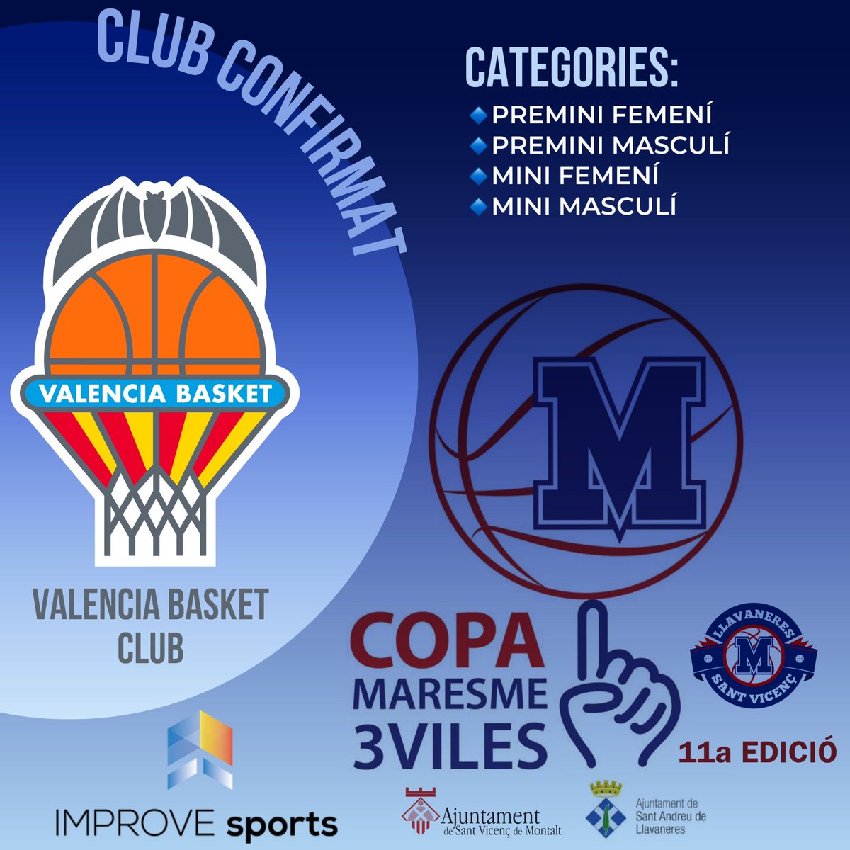 VALENCIA BASKET CLUB 

<a href="/valenciabasket/">Valencia Basket Club</a>, un dels referents de formació estatal, tindrà representació a les 4 categories: premini masculí i femení i mini femení y masculí. 

Moltes gràcies per participar un any més a la Copa Maresme 3 Viles 🏀 

#CopaM3V #Llavaneres #santvicenç