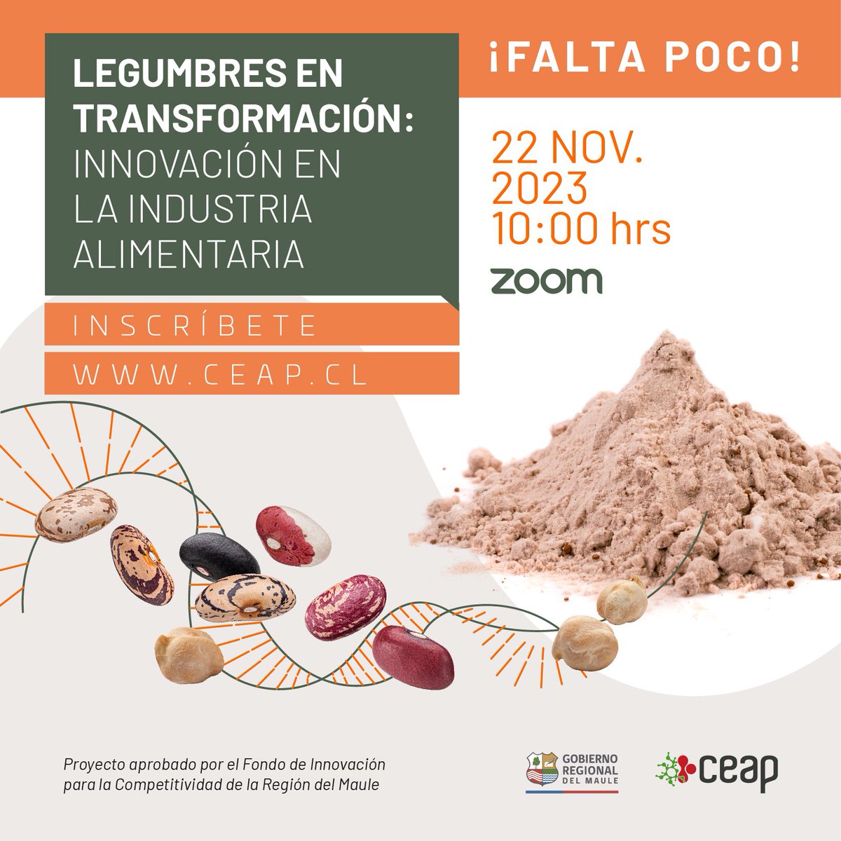No te quedes fuera …!!! Mañana nos encontramos en este nuevo webinar  para conversar de legumbres y de su potencial uso como ingrediente en la industria de alimentos.
 Imperdible 🔥🔥🔥.
Aquí el link de inscripción 

ceap.cl/evento/2023/11…