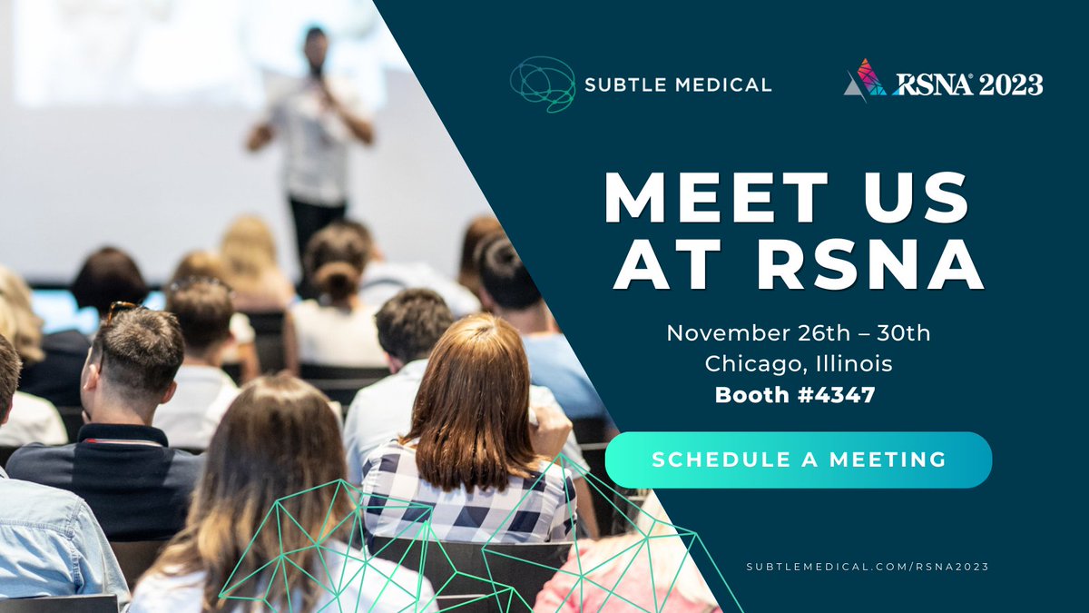 SubtleMedical's tweet photo. Exciting news from Subtle Medical at RSNA 2023! Join us at Booth #4347 in the AI Showcase to witness cutting-edge advancements: SubtleSYNTH™, new partnerships, and SubtleALLY™. Click the link to learn more.
🚀 #RSNA2023 #Innovation
https://t.co/RN2R6EqRky https://t.co/7bpK10fxVQ