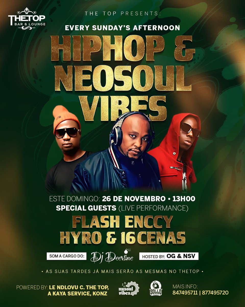 16_cenas's tweet photo. Este Domingo• No The Top📍• Flash Enccy x Hyro x Sixer• com Banda• #EntradasFree🇲🇿🫡 https://t.co/8Pq69Hemxf
