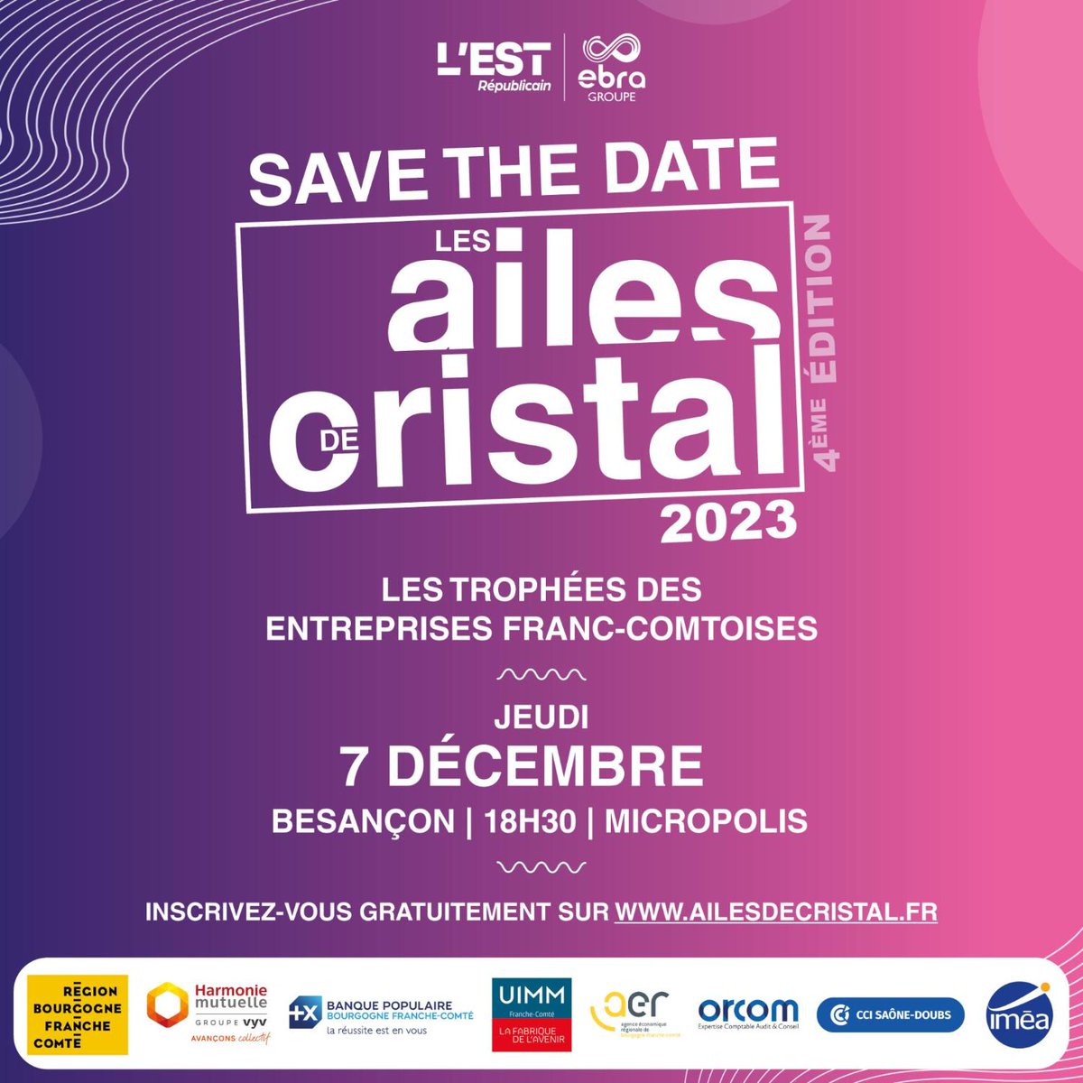 LEstRepBesac's tweet photo. Elles font la richesse de l'économie franc-comtoise, découvrez et rencontrez les entreprises montantes du territoire aux Ailes de Cristal 2023 !

📅 Jeudi 7 décembre
⌚ 18h30
📌 Besançon - Micropolis

Entrée gratuite
Infos 👉 https://t.co/mkmzdyHe8O https://t.co/WUSILq8GHC