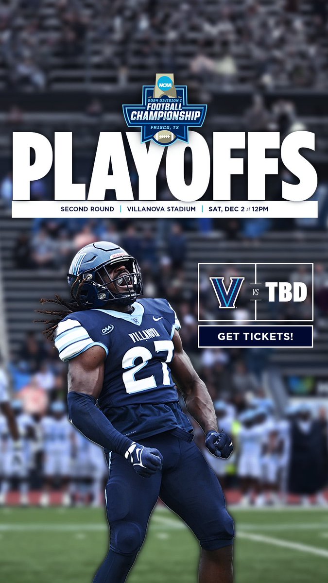 SECOND ROUND right here at Villanova Stadium! Let’s pack the house, #NovaNation! GET TICKETS: bit.ly/3uipxfB