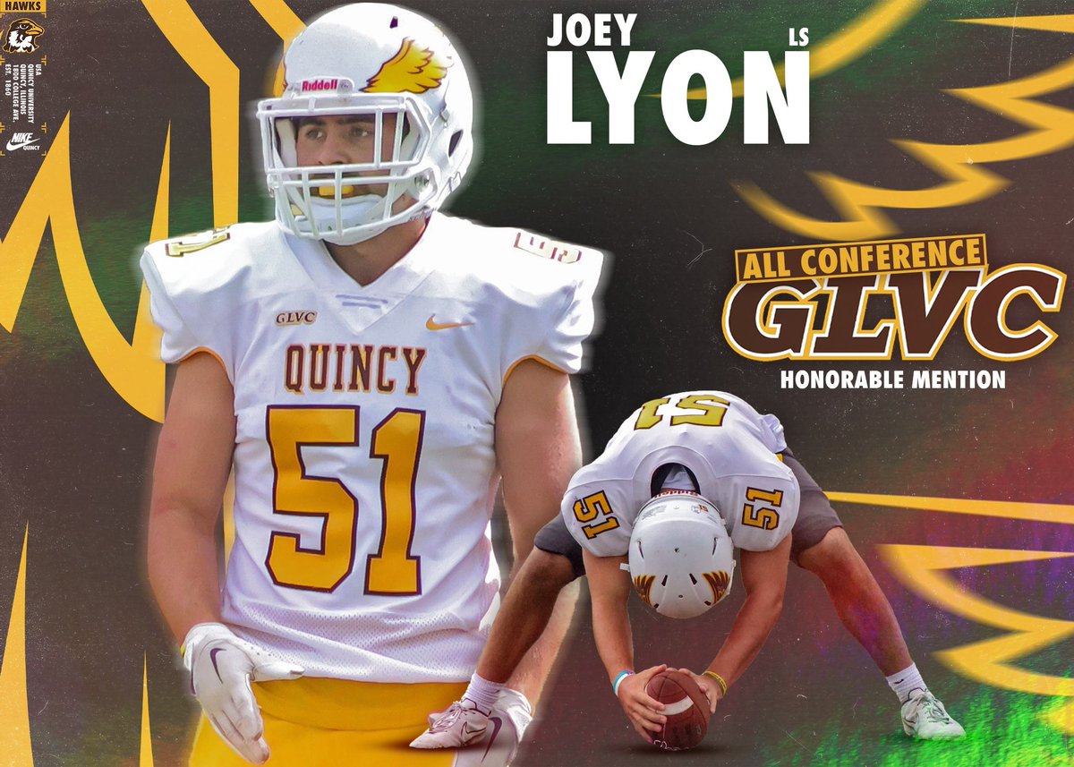 QUHawksFootball's tweet photo. Honorable Mention All-GLVC, Joey Lyon!

#PEWAV #FFF #HOLDtheROPE https://t.co/QQFlCKfZno