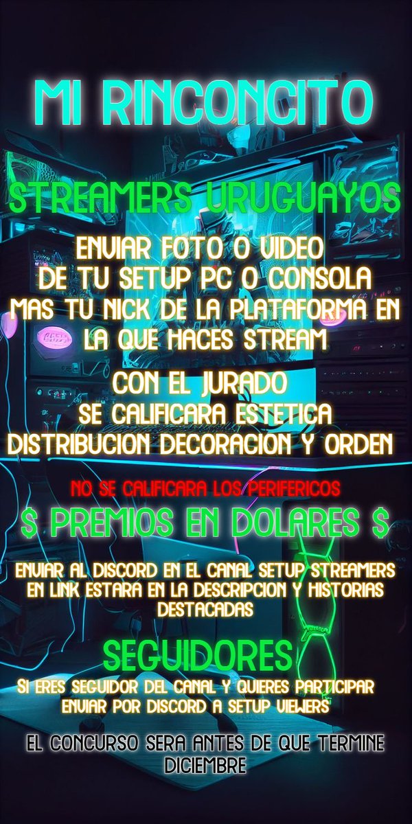 TRANQUIENCASAOF's tweet photo. Es un formato donde calificaremos ese lugar ese rinconcito donde el streamers es feliz, donde lo decora a su manera y a su gusto, y mientras está ahí distrae de preocupaciones ,donde crea su contenido y vicia en juegos viendo anime trabajando editando etc.

Enviar sus videos o fotos al Discord en el canal SETUP STREAMERS seguido de su nick

https://t.co/wYMq9vMFZk

#uruguay #setup #setupinspiration #setups #setupgamer #twitch #streamers #uruguay🇺🇾 #pc #pcgaming #ps4 #ps5 #xbox