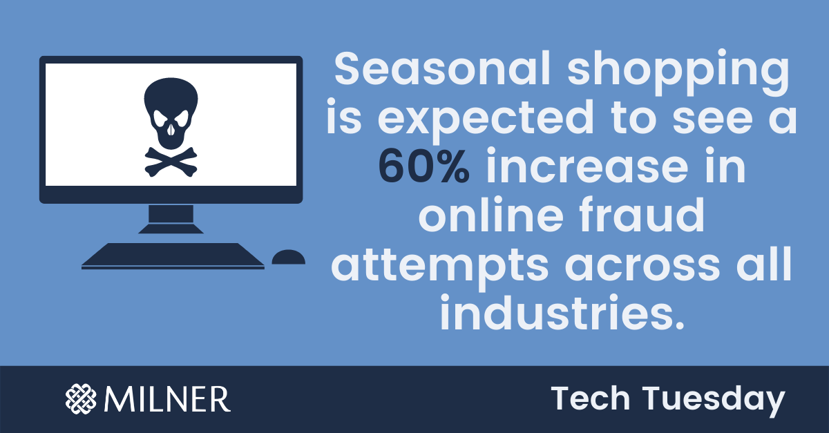 MilnerInc's tweet photo. 🚨 #TechTuesday‼ Online shopping during the holiday season is a playground for #cybercrime. #BeCyberSmart this season by avoiding fake websites, emails, and other #malware attempts. https://t.co/WUdC6nc0EX