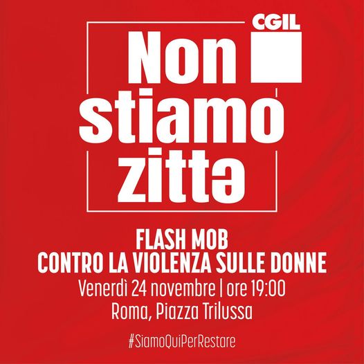cgilnazionale's tweet image. 🟥 NON STIAMO ZITTƏ

Venerdì a Piazza Trilussa (Roma) alle 19 per un flash mob contro la violenza sulle donne.

#SiamoQuiPerRestare