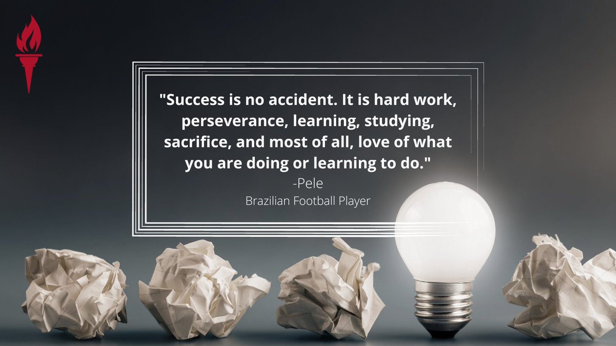 FH_PassTheTorch's tweet photo. "Success is no accident. It is hard work, perseverance, learning, studying, sacrifice, and most of all, love of what you are doing or learning to do."
-Pele
Brazillian Soccer Player
#fh_passthetorch
#foothillcollege https://t.co/vh2aMZ9TOQ