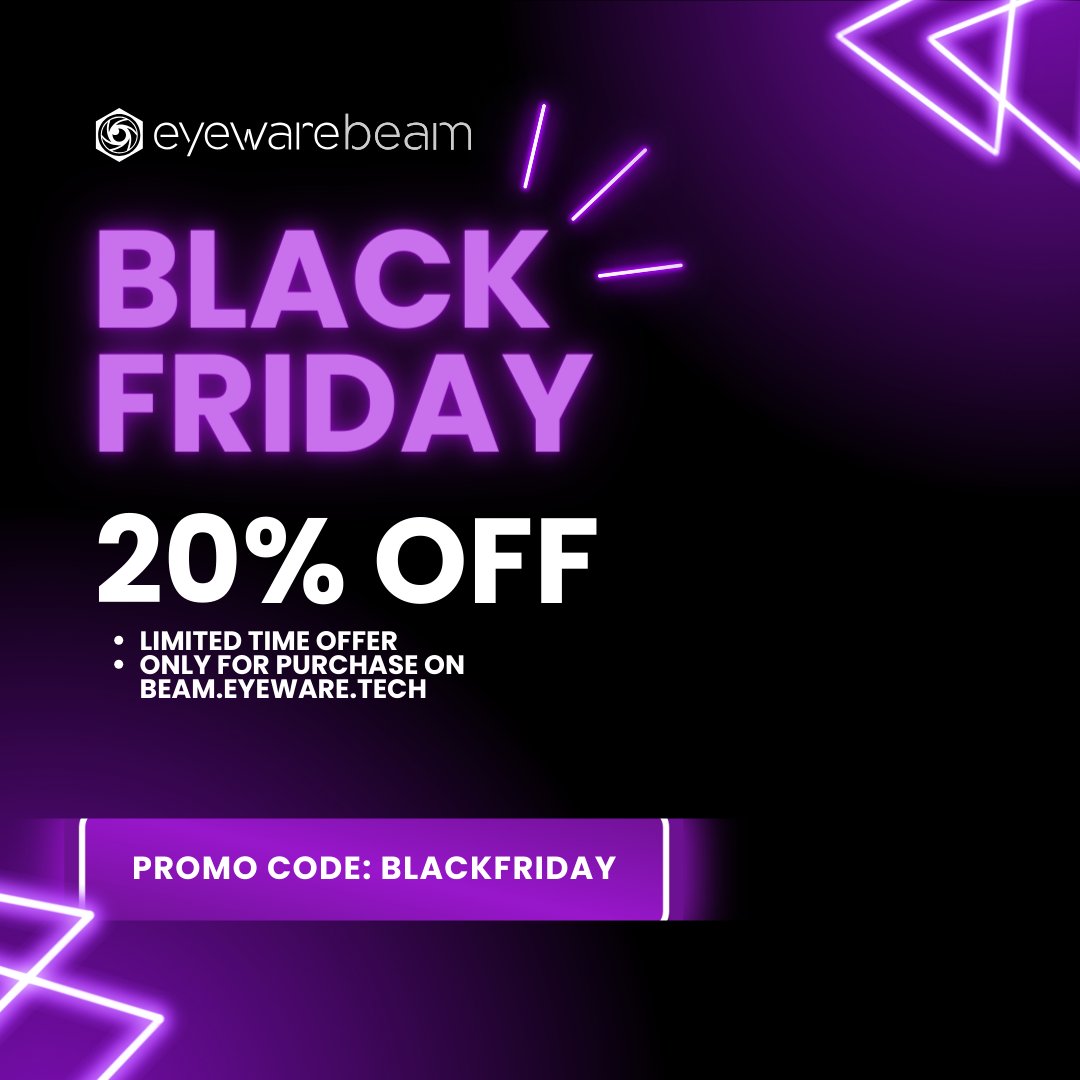 beameyetracker's tweet image. Black Friday Special: 20% off using promo code BLACKFRIDAY
Limited time only. Offer not available on Steam.

#eyetracking #headtracking