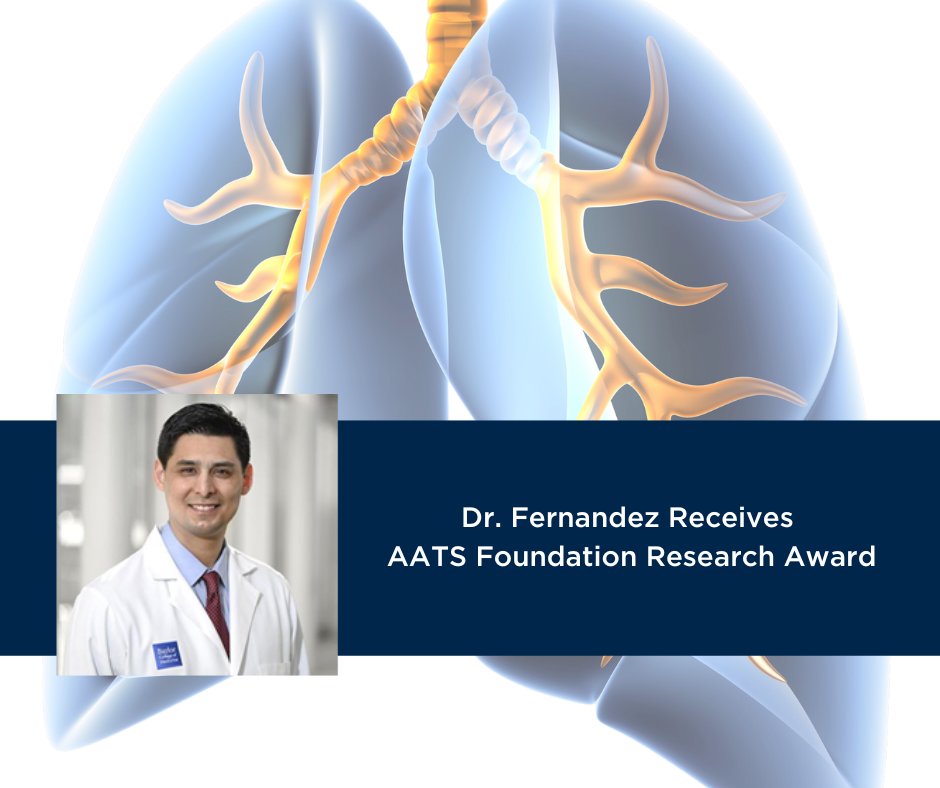 Ramiro Fernandez, M.D., thoracic surgeon, has received the AATS Foundation Research Award from the American Association for Thoracic Surgery for his project, 'Mesenchymal stem cell derived exosomes ameliorate lung ischemia reperfusion injury.'