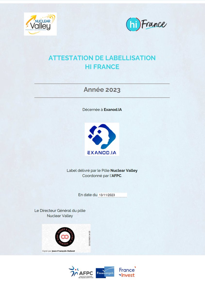 Exanodia's tweet photo. Nous avons le plaisir d'annoncer qu'@Exanodia vient d'obtenir le label hi France.

Ce label distingue l’excellence des entreprises françaises innovantes dans lesquelles investir.

@FranceAngels @FranceInvestEU https://t.co/l10y5rmsvh