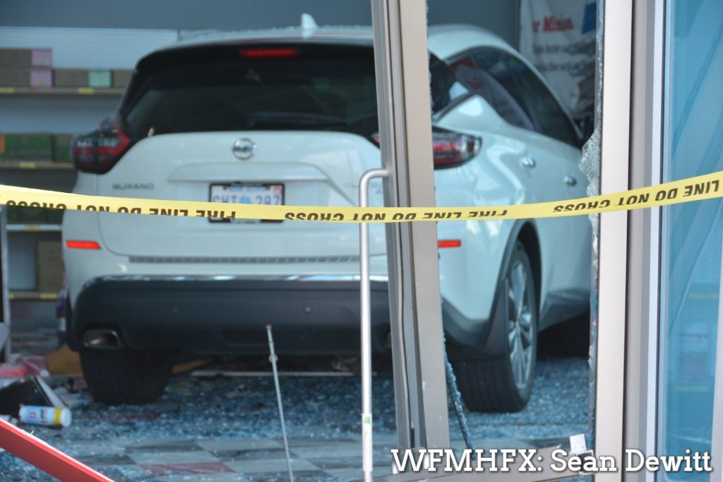 HfxMda's tweet photo. (Traffic) No known / serious injuries after a vehicle crashed into a building in the 300 block of Wright Ave.

Earlier today, emergency crews responded to a vehicle crashing into a business on Cow Bay Rd causing damage (but not this severe) #hfxtraffic https://t.co/jK8job0SHt
