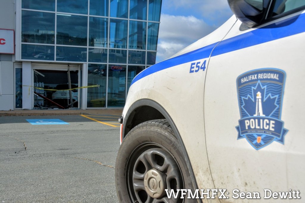 HfxMda's tweet photo. (Traffic) No known / serious injuries after a vehicle crashed into a building in the 300 block of Wright Ave.

Earlier today, emergency crews responded to a vehicle crashing into a business on Cow Bay Rd causing damage (but not this severe) #hfxtraffic https://t.co/jK8job0SHt
